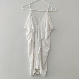 WHITE RUFFLED TANK VNECK DRESS SIZE SMAL